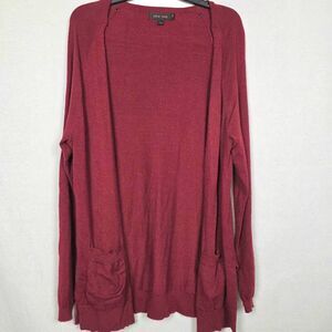 Love Tree Maroon Open Front Long Cardigan Large